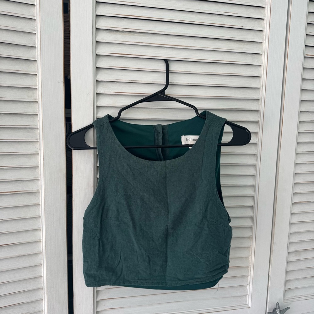 Green Cropped Tank Top